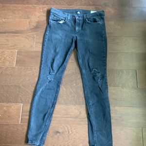Rag & Bone Black Ripped Skinny Jeans 32
